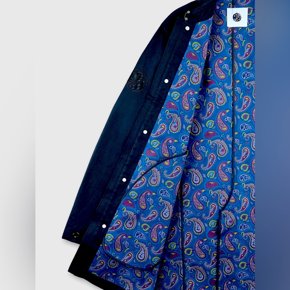 PRETTY GREEN BLACK ALLOWAY BONDED PAISLEY MAC